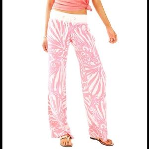 NWT Lilly Pulitzer Pink Sun Ray Linen Beach Pant